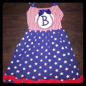 Ricrac & Ruffles Dress with the letter B
